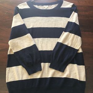 J Crew Camel/Navy Sweater Women’s Large